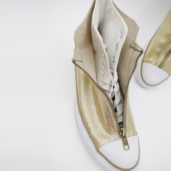 Converse CTAS Classic Shroud Hi Gold Metallic Pebble Grain Leather 9M NIB - Picture 5 of 16